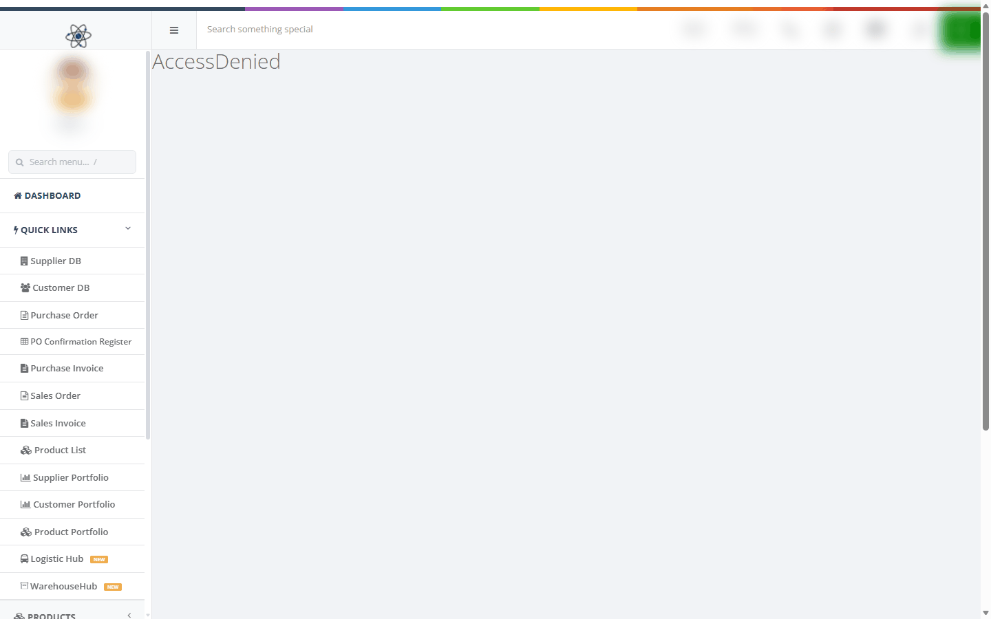 The page shown when you lack the right
