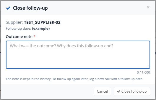 The Close follow-up window