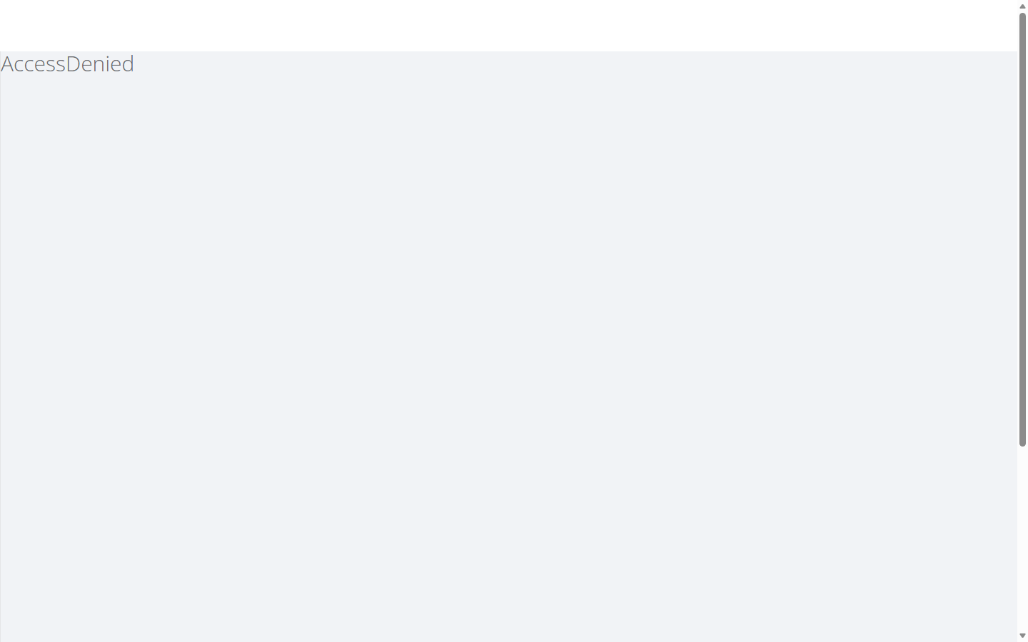 The Access denied page showing only the word AccessDenied