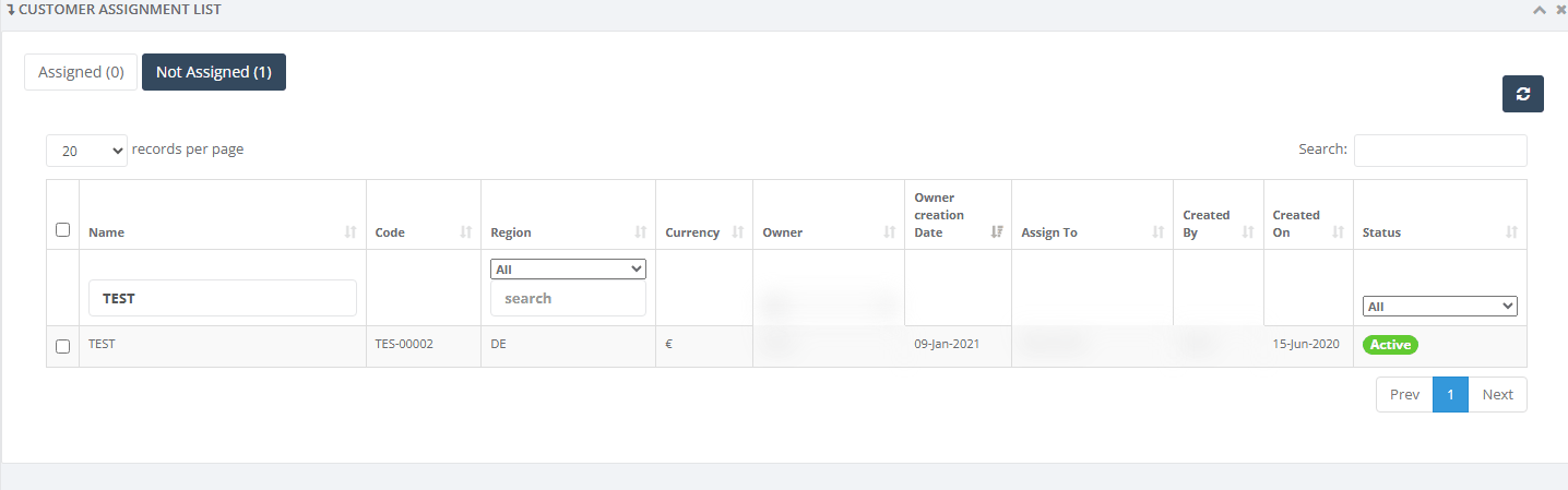 The same search on the Customer side