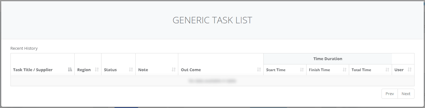 Generic Task List opened from the generic-task count