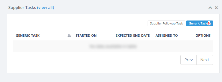 Supplier Tasks with the Generic Task tab open