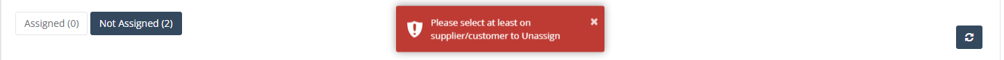 The message shown when Unassign is clicked with nothing ticked